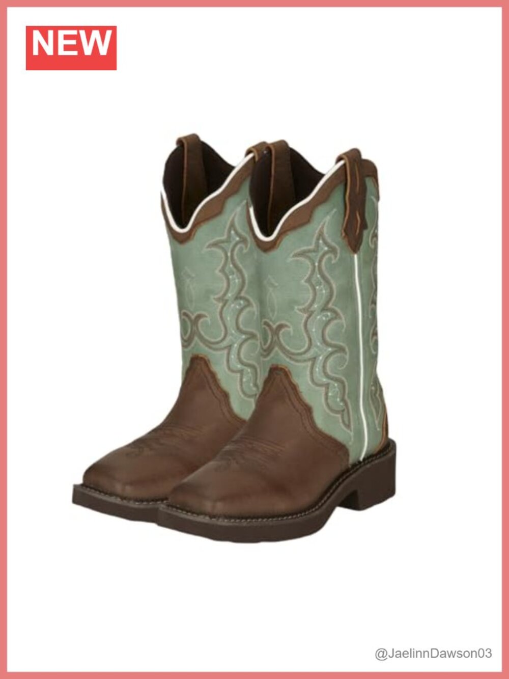 Women's Western Mid-Calf Pull-On Boots Square Toe Leather